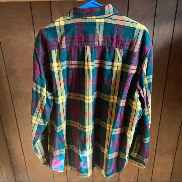 LL Bean Flannel Shirt Mens XL Plaid Multicolor Long Sleeve - Picture 2 of 5